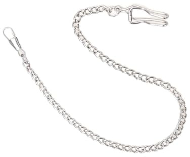 Mipcase Silberne Taschenuhrkette aus Metall mit Schwerem Karabinerhaken | Glatte Oberfläche, für Taschenuhren, Klassischer Look, Passend für Nutzer von Uhrketten