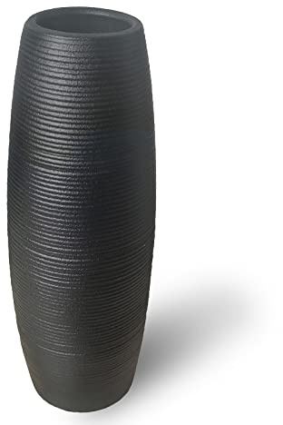 Schwarze Keramikvase mit Einer Höhe von 22 cm - perfekt als Tischdekoration für Wohnzimmer, Büro oder Zuhause. Hergestellt aus hochwertigem Porzellan.