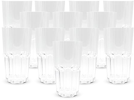 DOJA Barcelona | Vasos Plastico Duro | 50cl | Pack 12 | Vaso Transparente | 154x87x1,8mm | Plastico Duro Transparente Policarbonato | Vasos Plastico Duro Reutilizable | para Vasos de Agua, Coctel...