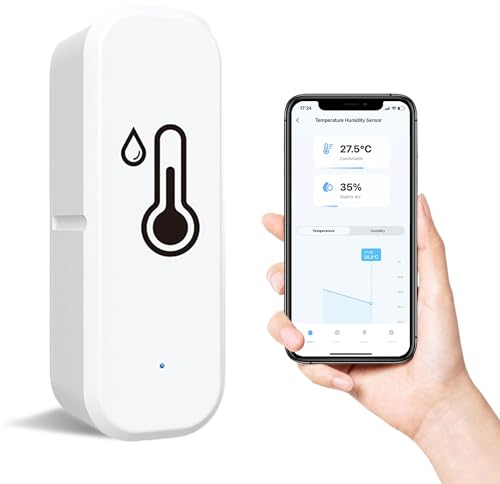 Nizirioo Termometro WiFi intelligente igrometro interno WiFi, sensore di umidità senza fili, con monitoraggio remoto, allarme di notifica, archiviazione dati ed esportazione per cameretta dei bambini,