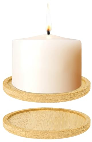 2 piatti decorativi in legno per candele battesimali, sottobicchieri rotondi, portacandele in legno, candelabri, candelabri, candelabri, candele, candele, sottobicchieri, vintage, per decorazione da