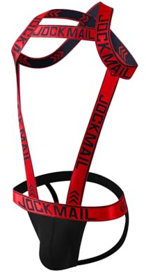 Arnés deportivo para hombre con correa de suspensorio, arnés de una sola pieza con suspensorio, Rojo, Medium