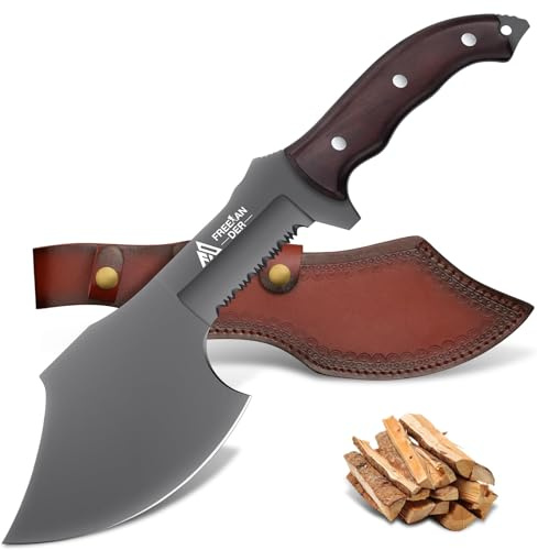 Freelander Coltello da Esterno Machete da Caccia Full Tang Coltello da Campeggio Bushcraft con Fodero, Lama Fissa Multifunzionale per Giardino, Regalo per Uomo
