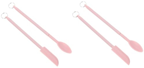 TOPBATHY 2sets Silicone Spoon Tiny Spatula Mini Spoons for Jars for Peanut Jam Cooking Makeup