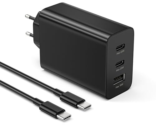 Cargador para Samsung USB C Cargador rápido de 3 Puertos USB-C 65W, 25W, USB-A 15W, con Cable Doble C de 1,8 m EP-T6530 EP-T6530NBEGWW Fuente de alimentación PD 3.0