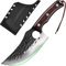 FULLHI Cuchillo de Carnicero con Funda, Cuchillo de Chef Serbio, Cuchillo de Cocina Forjado de Acero al Carbono, Cuchillo de Carne, Cuchillo de Cocina para el hogar (Marrón, Cuchillo Chef BBQ)