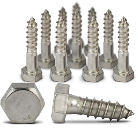 PROTECH 10 Stück Sechskant Holzschrauben M6x30 Edelstahl A2 rostfreier Sechskantschrauben Holzbauschrauben Schlüsselschrauben Wiener V2A Schrauben DIN 571
