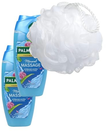 Shower Gel Bundle With Pamolive Wellness Massage Shower Gel 250ml - Pack of 2 with Shower Puff