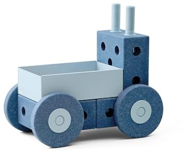 MODU 3-in-1 Lauflernwagen | Deep Blue/Sky Blue | Lauflernhilfe, Rutscher & Balance-Spielzeug in einem | Mitwachsendes Bauspielzeug aus EPP-Schaum | Fördert erste Schritte | 10–24 Monate