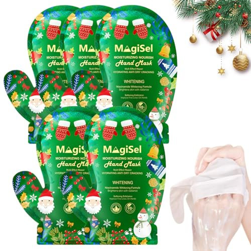 5 Paar Weihnachten Handmaske, Reich An Niacinamid, Handpflege Handschuhe, Serum angereicherte feuchtigkeitsspendende Handhandschuhe, Hand Spa Handschuhe Für Männer Und Frauen Mit Rissigen Händen