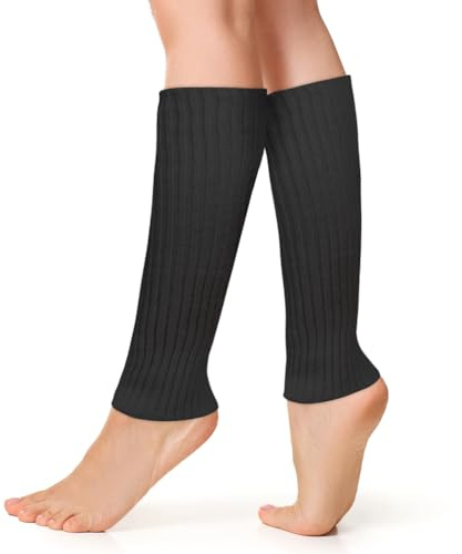 AUYAO Jambière Femme, Douces Guêtres pour Danse, Jambières Chaudes Gants Tricotés Jambière Tricotées Fille, Y2K Harajuku Style Gothic Lolita Chauffe-jambes Warmer Chaussette Tricotées à Hauteur (Noir)