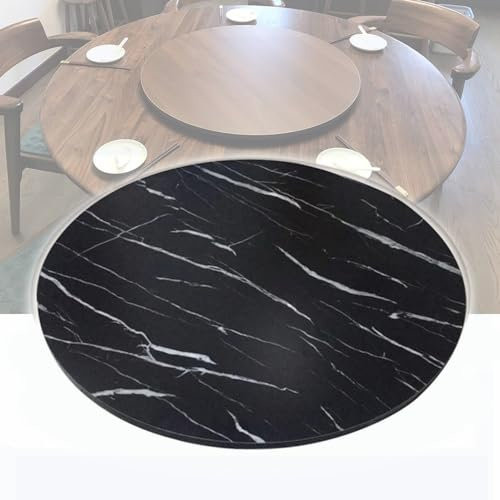 Grand plateau tournant Lazy Susan en bois pour la maison, salle à manger, plateau de service pour table de salle à manger ronde, plateau rotatif de 76,2 cm, 101,6 cm, marbre noir 90 cm