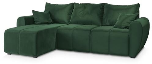 Masseno Ecksofa Madison mit Schlaffunktion L-Form, Sofa mit Bettkasten, Wohnzimmersofa, Couch, Soffa, Bettsofa, Couchgarnitur- Grün, Kronos 19