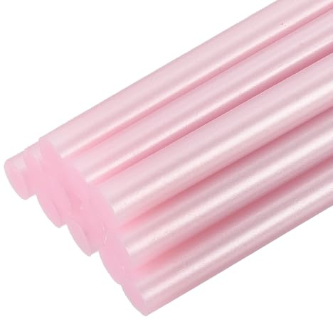 QUARKZMAN 12 Stück Heißklebestifte 7mm x 200mm Mini Heißklebesticks Heißklebepistole Heißkleber Klebestifte Glue Klebesticks für Repartur Bastel Dekoratiion DIY Handwerk Metallic-Pink