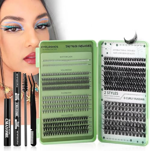 RoseFlower Kit Pestañas Postizas Individuales DIY 551pcs- extensiones de pestañas de rizo en D incluye cepillo de rímel, sellador de unión, aplicadores, Pestañas postizas naturales