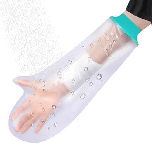 Fantasyon Protector de brazo impermeable para ducha, funda suave y cómoda para muñeca y dedos, cubierta hermética que mantiene secas las heridas y vendajes en baños y duchas