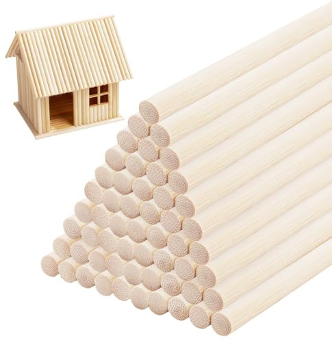 LDXDRU 100 Stück Holzstäbchen zum Basteln，Ø 10mm x 30cm Holzstäbe rund natur，Lange Rundhölzer，Bambusstäbe rund Natürliche Holzstäbe für Modellbau, DIY, Deko & Handwerk