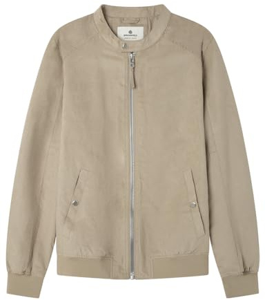 SPRINGFIELD Suede Harrington Microperf with Zipper Closure, Inside Pocket, Cuffs And Hem. Giacca in Pelle Scamosciata, Sabbia, M Uomo