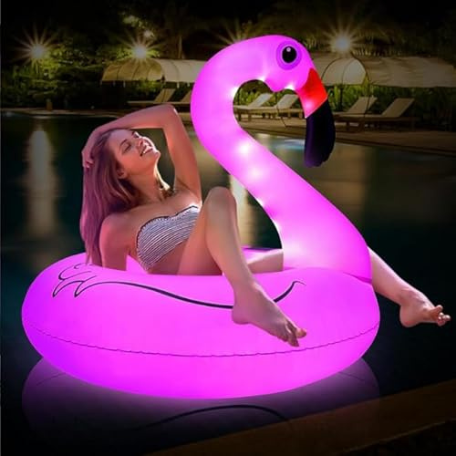 Solar LED Flamingo Float für Erwachsene - Light-Up Pool Float Nacht Schwimmen (Strand/See)