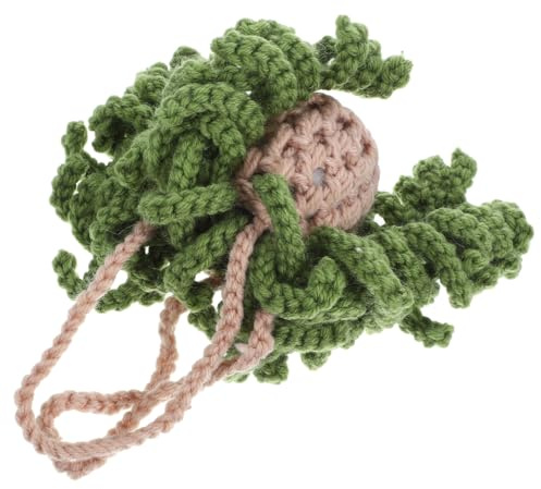 Ciieeo Crochet Car Mirror Hanging Potted Aesthetic Decor Knitted Plant Pendant for Interior Car Decoration Lightweight and Unique Design for Home Office Use