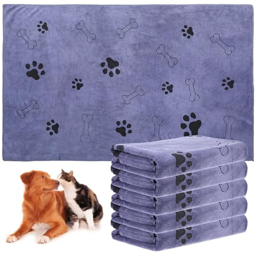 Kifmurase 5PCS Microfiber Dog Towels for Drying Dog, 39'' X 23.6'' Pet Towel, Super Absorbent and Soft Pet Grooming Dogs Paw Towel, Fast-Drying Towels Shower Bath Supplies for Large Medium Small Dogs