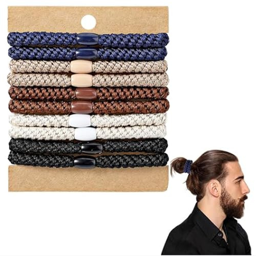 Xanthelle Haargummi Herren, 10er Pack Haargummis & Zopfgummis, Braided Hair Ties mit Perlen, Haargummi Armband für Männer & Frauen