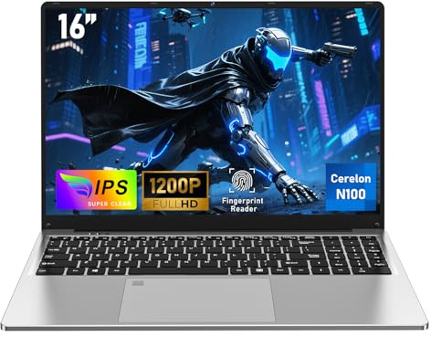 FUNYET Gaming Laptop Computer, Notebook 16 Inch 16GB RAM 1TB SSD, N100 Processor (up to 3.6 Ghz), FHD 1920 x 1200 Display, Support WiFi 5, USB3.0, 6000mAh Battery