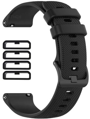 MTHGH 22 mm Bracelet de montre à dégagement rapide pour smartwatch, band strap en silicone souple + 4 anneaux de fixation