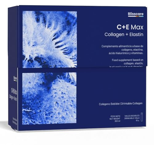 Colágeno Hidrolizado C+E Max con Peptan®, Elastina Prolastin®, Ácido Hialurónico y Vitaminas C+D+E | Colágeno Bebible para Piel Firme, Hidratada y Luminosa | 10 Viales