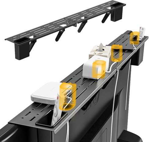 Monitor Top Storage Shelf - Space Saving Clutter Organizer, Adjustable Steel Monitor Stand, Heavy Duty Load Bearing Display Riser, Cold Rolled Metal Accessory Bracket | for TV Screen Desk Off