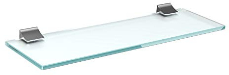 bijon Glasregal Glasablage Wandregal Glas Bad-Regal Glas Badezimmer Regal Badablage Ablageregal - 8mm Hartglas, 60 x 15 cm, Milchglas + Halterung D - Chrom Glanz Optik