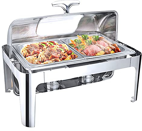 Chafing Dish, 13L Elettrico Scaldavivande Contenitore Scalda Cibo Acciaio Inox Chafing Dish con Copertura per Ristorante Festa e Hotel, Stoviglie per Riscaldamento 220V