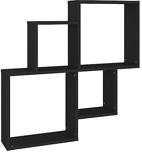 vidaXL Würfelregal Wandregal Hängeregal Cube Lounge CD Regal Dekoregal Bücherregal Schweberegal Wandboard Regalwürfel Schwarz 80x15x78,5cm Holzwerkstoff