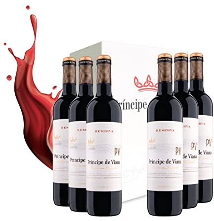 Príncipe de Viana - Vino tinto Príncipe de Viana Reserva - Caja 6 botellas de vino x 750 ml - D.O. Navarra - Tempranillo - 14% Vol
