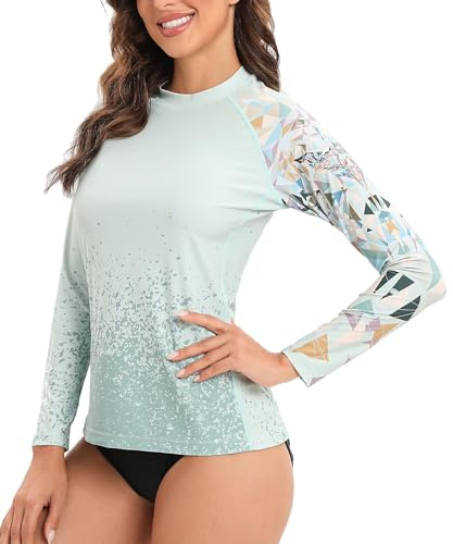 Camiseta de protección de manga larga para damas, de secado rápido, protección solar, para natación, camiseta rashguard, Águila, L