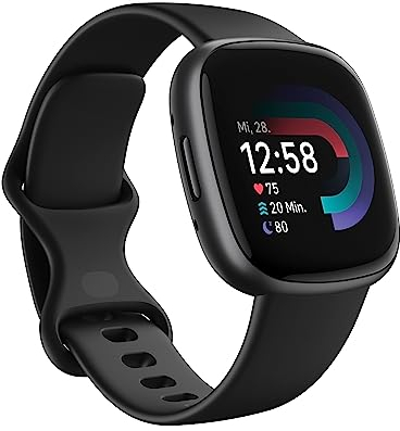 Google Fitbit Versa 4 Fitness Smartwatch with built-in GPS and up to 6 days battery life - compatible with iOS 15 or higher & Android OS 9.0 or higher, Black/Graphite