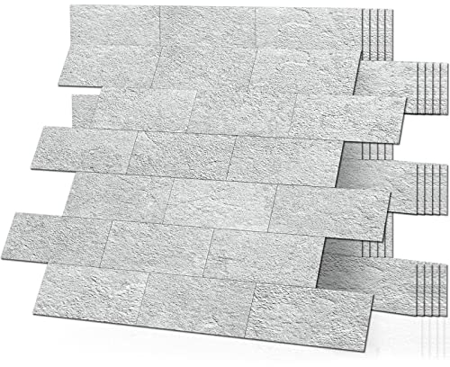 DEWOO 20-Piezas Azulejos Adhesivos Autoadhesivos Paneles Decorativo Revestimiento de Paredes PVC Baldosas Laminas Racholas Cocina baño,Gris (34 x 29cm)