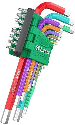 LAOA Juego de 17 llaves Allen hexagonales, juego de llaves hexagonales multifuncionales coloridas, extensión