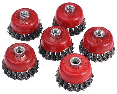 Veemoon 6pcs Wire Brush Banded Knotted Wire Cup Brushes for Polishing Grinders Oil Remover Tool