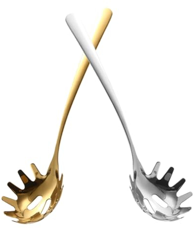 CVNIMV 2 stücke Pulver Schöpfkelle Spaghetti Sieb Küche Utensil Pasta Server Nudel Schöpfkelle Sieb Löffel Edelstahl Pasta Löffel Server Nudeln Sieb Spaghetti Stra