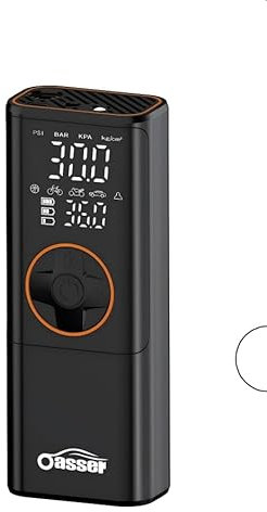 Oasser Compressore Aria Portatile 150 PSI, 6000mAh, Schermo LCD Doppio, Gonfia Ruote con Cilindro 19mm, Torcia LED, Cavo Accendisigari 3m e Borsa per Auto/Moto/Bici