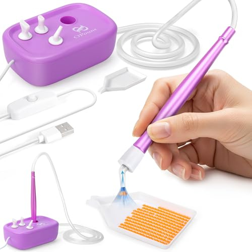 PP OPOUNT Diamond Art Vacuum Pen with 4 Drill Tips, Electric Diamond Painting Pen with Vacuum Pump - Storage Integration, Diamond Art Tools for Diamond Painting, 2 PCS Storage Trays (Purple)