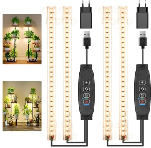 22CM Mini-Wachstumslampe für Zimmerpflanzen, 3500 K Vollspektrum-LED-Wachstumslicht mit automatischem Ein-/Aus-Timer für 3/9/12 Stunden und 10 dimmbaren Stufen für Sukkulenten im Gewächshaus