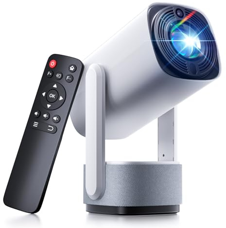 SOOMFON - Mini proyector con WiFi y Bluetooth Full HD, 1080P, proyector de teléfono portátil para dormitorio con altavoz de 6 W, enfoque eléctrico, Keystone, compatible con TV Stick/HDMI/Laptop