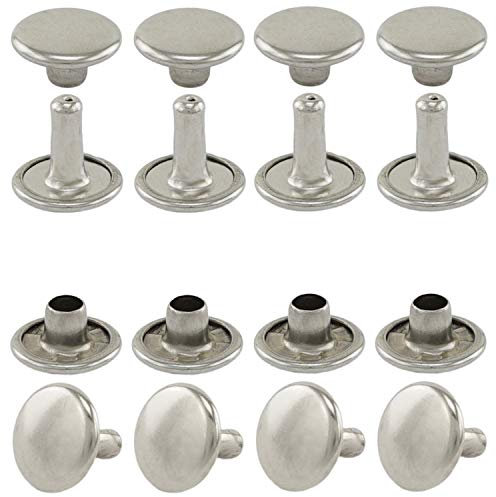 GETMORE Parts Hohlnieten Doppelkopf, Doppelhohlnieten, Doppel-Niet, Stahl, zweiteilig - ab 100 Stück, Silber vernickelt, 9 mm