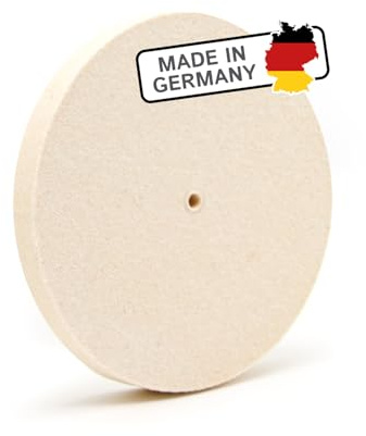 Polierscheibe für Schleifbock aus Filz (95% Wolle) mit Loch, Ø 125 mm, 15 mm dick, Polierfilz für Winkelschleifer und Drechselbank, Schleifbockscheibe aus Wollfilz – Made in Germany