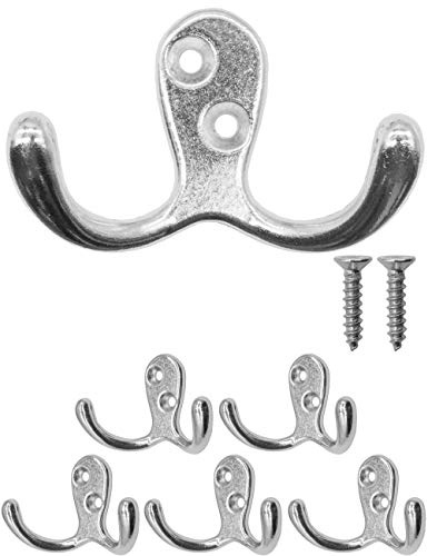 Fuxxer Doppelhaken Garderobenhaken Kleiderhaken Metall 70 x 48 mm 5 Stück Silber