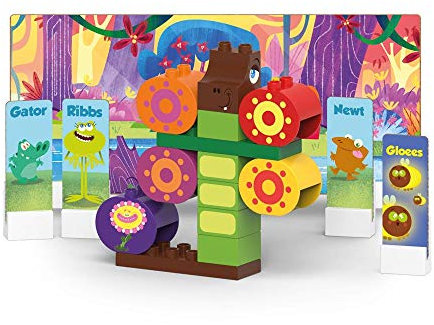 BiOBUDDi BB-0146 - Bausatz Swampies - Draco, biologische Bausteine zum Stecken, kompatibel zu anderen Marken, hergestellt aus Bio Kunststoff, 18 Klemmbausteine, Spielhintergrund und Pappspielfiguren