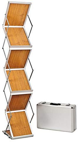 Promo-Station GmbH Doppelseitige Broschürenhalter, Katalogständer, Prospektständer, Prospekthalter, Faltbare Prospektständer Holzoptik (DIN A4), Holzi