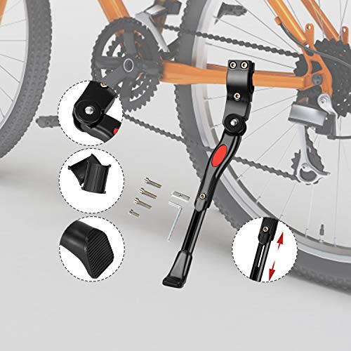 LEBEXY Fahrradständer Mountainbike | Fahrradrahmen Aluminiumlegierung | Gummiständer Einstellbarer | Hinterbauständer Höhenverstellbar | Anti-Rutsch Seitenständer Fahrrad Ständer für 24-28Zoll